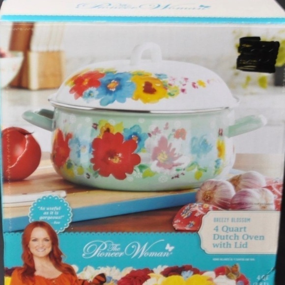 The Pioneer Woman Breezy Blossom Enamel on Steel 4-Quart Dutch Oven with Lid New - Picture 3 of 7